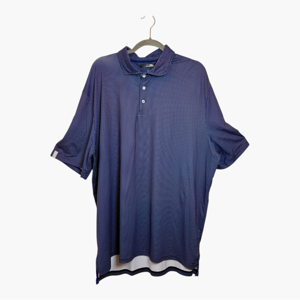 RLX Ralph Lauren Navy Blue Micro Dot Golf Polo Shirt RSM Classic PGA Tour XXL